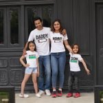 Düşük Şarj Baskılı 4lü Aile Kombini Tişört Seti Anne Baba Çocuklar Tshirt