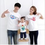Aile Boyu Baskılı Tshirt Anne Baba Çocuk 3lü Tişört Kombin Çiçek Sulayan
