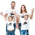 Aile Boyu Baskılı T shirt Anne Baba Çocuklar 4lü Aile Kombini Tişört Takım