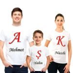 Aşk Tasarımlı Aile Kombini 3lü Aile Tişört Seti Aşk Baskılı Tshirtler