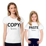 Anne Kız Tişört Kombini Copy Paste Baskılı Çift T-shirt