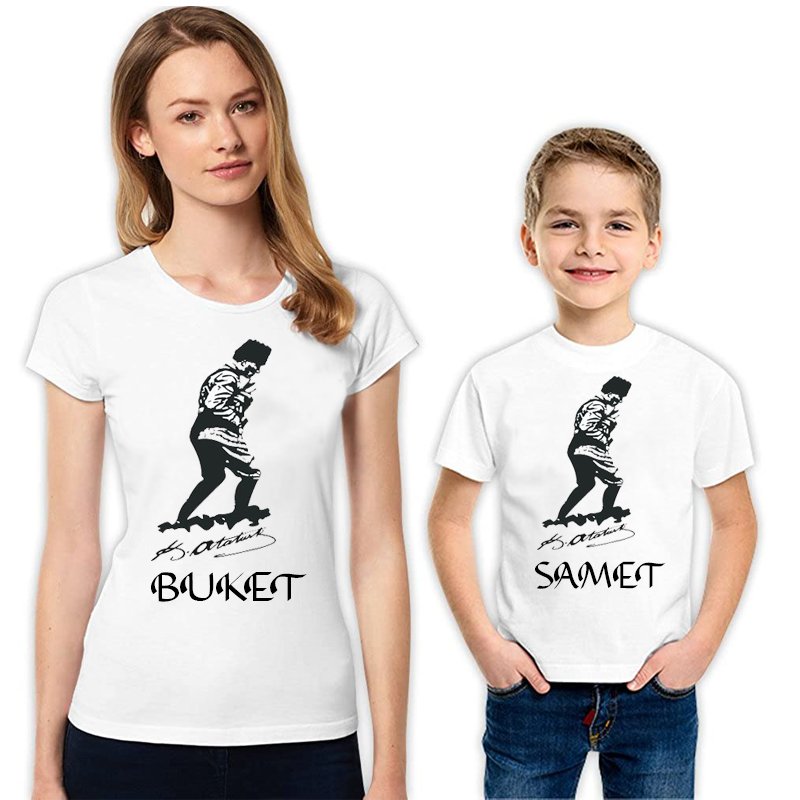 Anne Oğul Tişört Kombini Atatürk Kocatepe Baskılı Çift T-shirt