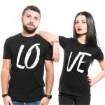 Çiftlere Özel Love Baskılı Siyah Sevgili Tişört Takımı