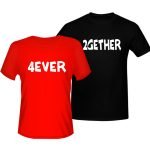 Çiftlere Özel Baskılı Kırmızı Siyah Sevgili Tişört Kombini forever together