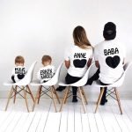 Kalp Baskılı 4lü Aile Boyu Tişört Aile Kombini Tshirtler İngilizce veya Türkçe (%60 Pamuklu)