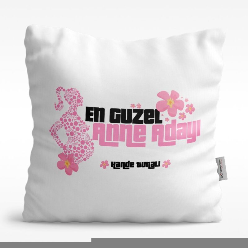 Kişiye Özel En Güzel Anne Adayı Tasarımlı Beyaz Saten Yastık - 3