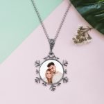 Kişiye Özel Fotoğraflı Kar Tanesi Otantik Gümüş Yaldız Kolye (Model 14)