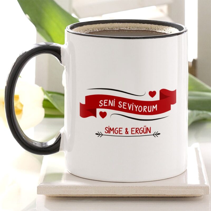 Kişiye Özel Siyah Kupa Bardak (Sevgililer Günü Temalı-60)