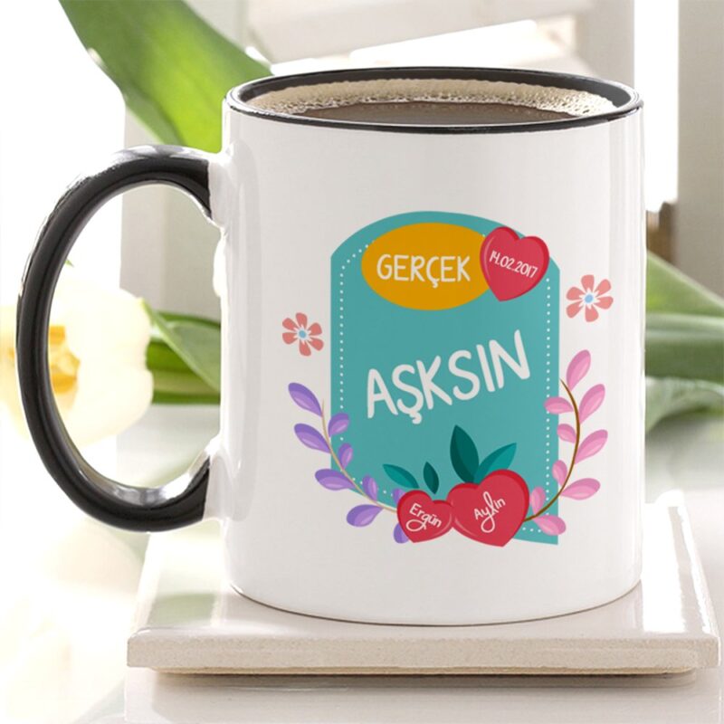 Kişiye Özel Gerçek Aşksın Siyah Kupa Bardak