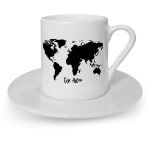 Kişiye Özel World Map Tasarımlı Türk Kahvesi Fincanı - 1