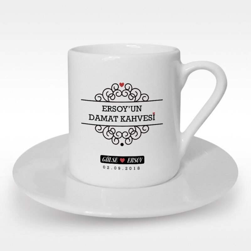 Kişiye Özel Damat Kahvesi Tasarımlı Türk Kahvesi Fincanı - 6