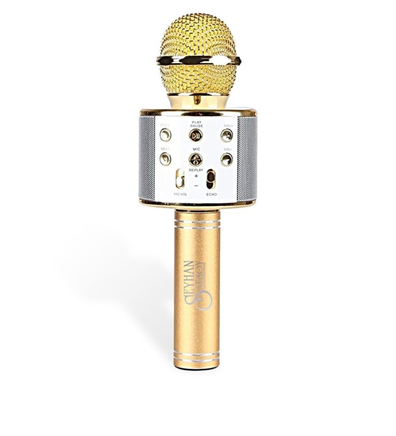 Kişiye Özel Hoparlörlü Karaoke Bluetooth Mikrofon GOLD