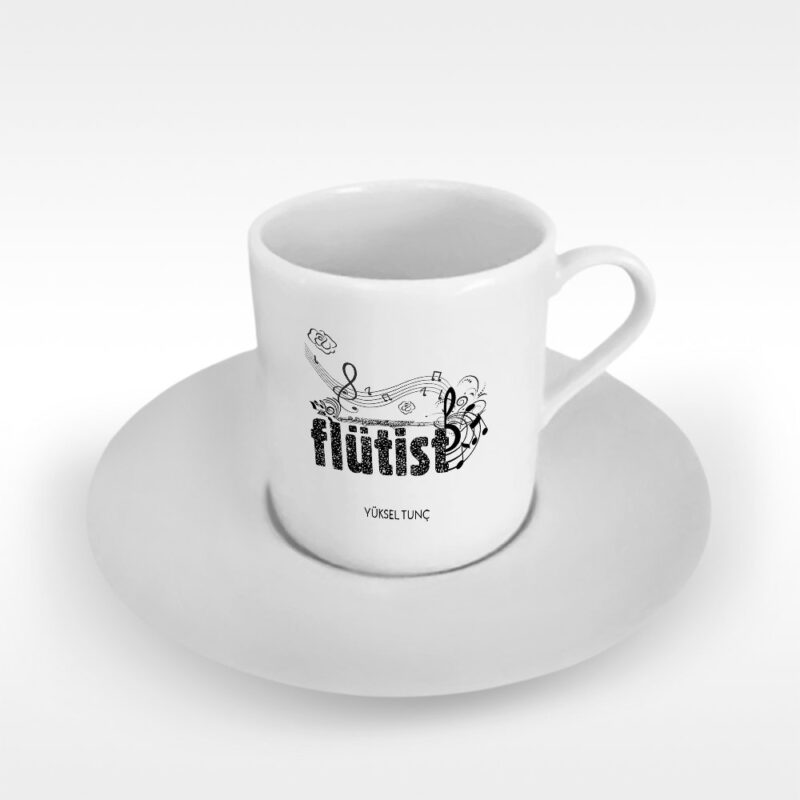 Kişiye Özel Mesleki Flütist Türk Kahvesi Fincanı - 1