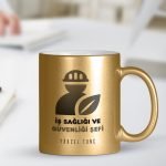 Kişiye Özel Mesleki İş Sağlığı ve Güvenliği Şefi Altın Yaldızlı Kupa Bardak - 2