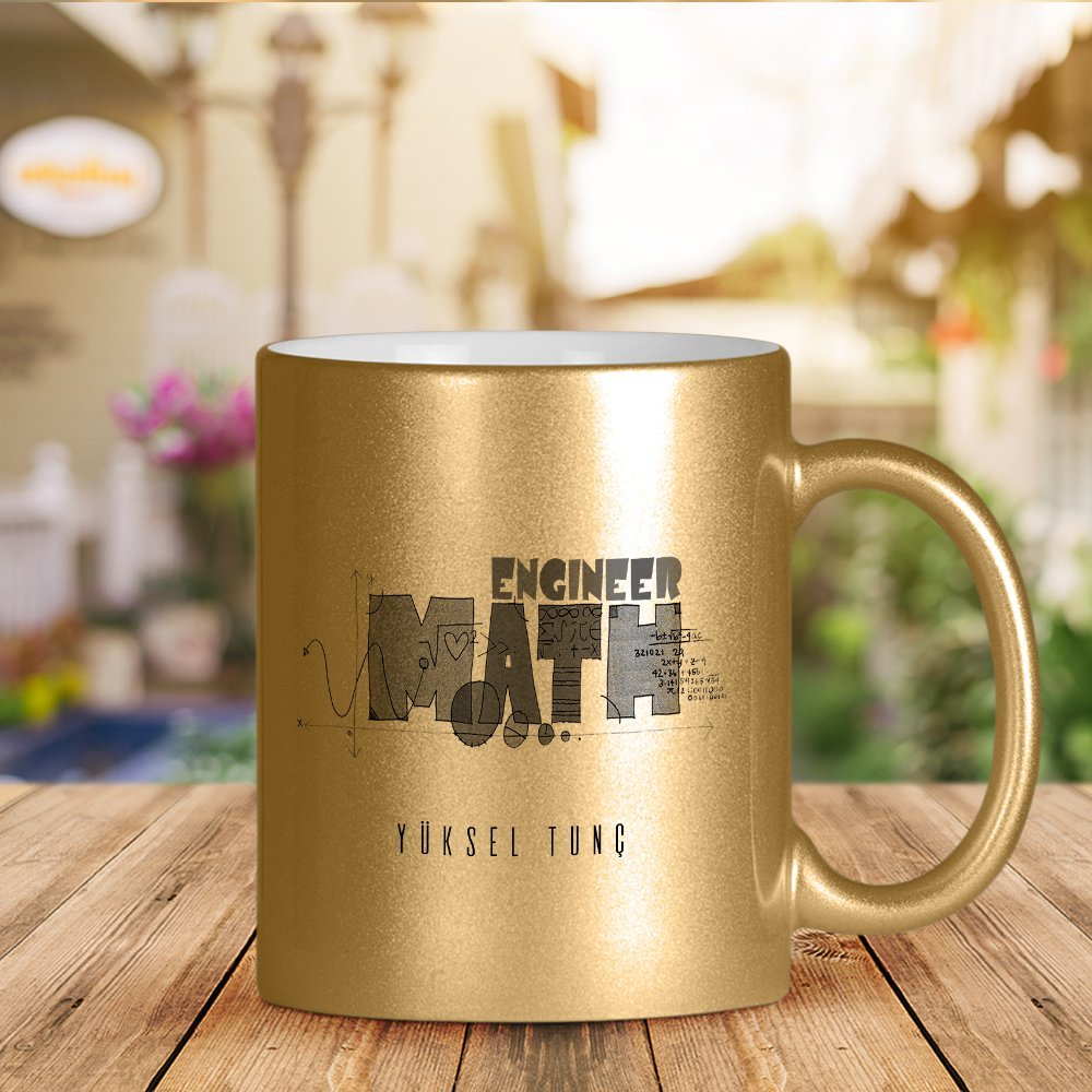 Kişiye Özel Mesleki Matematik Mühendisi Altın Yaldızlı Kupa Bardak - 2