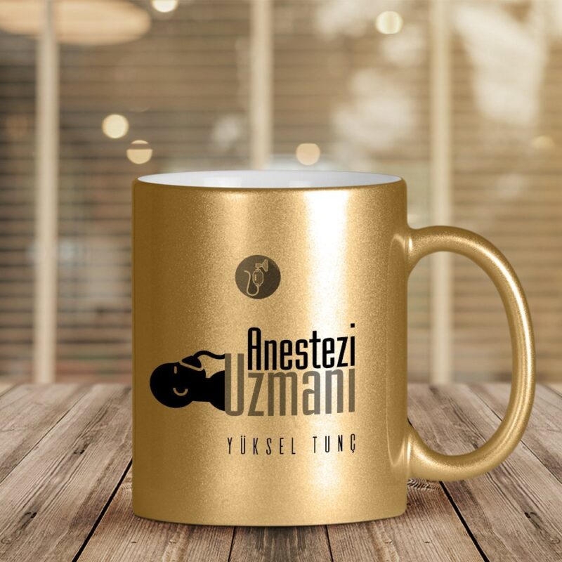 Kişiye Özel Mesleki Anestezi Uzmanı Altın Yaldızlı Kupa Bardak