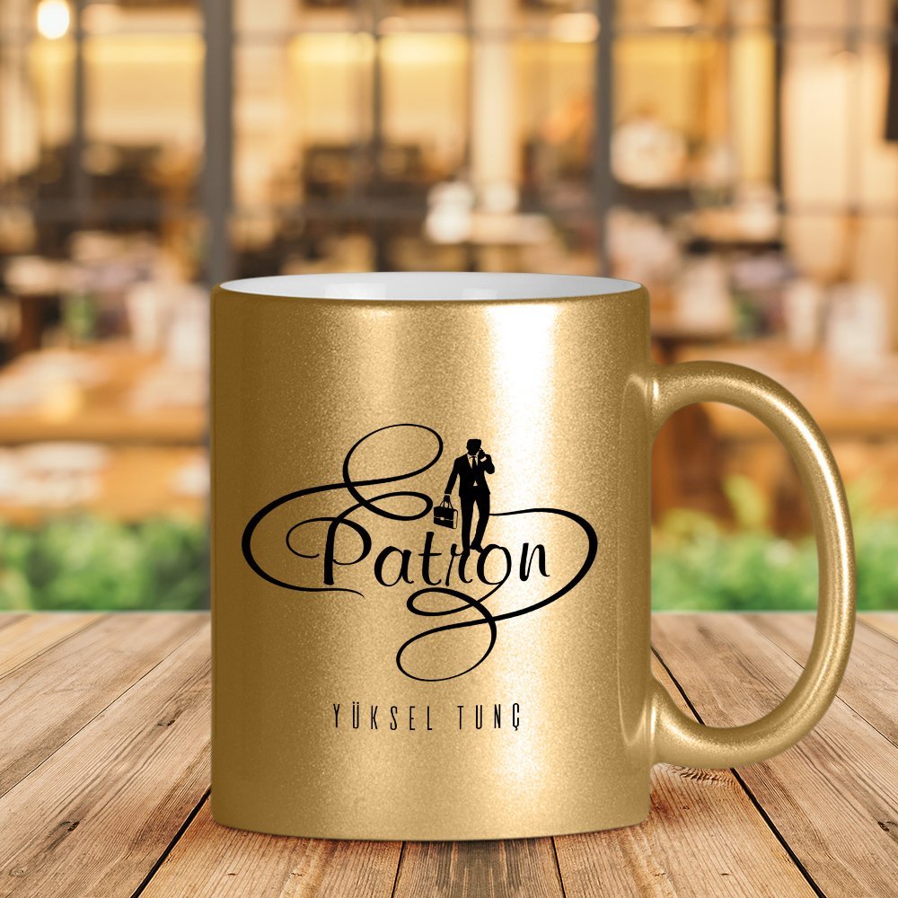 Kişiye Özel Mesleki Patron Altın Yaldızlı Kupa Bardak - 3