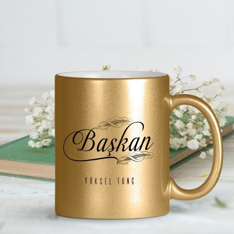 Kişiye Özel Mesleki Başkan Altın Yaldızlı Kupa Bardak - 1