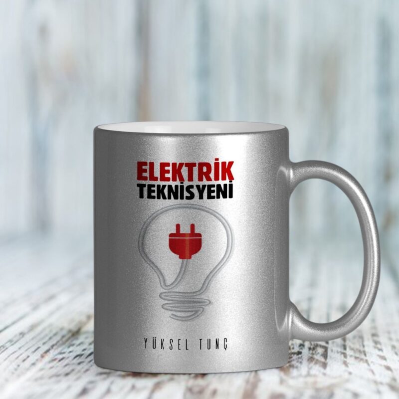 Kişiye Özel Mesleki Elektrik Teknisyeni Gümüş Yaldızlı Kupa Bardak