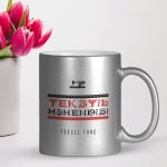 Kişiye Özel Mesleki Tekstil Mühendisi Gümüş Yaldızlı Kupa Bardak - 4