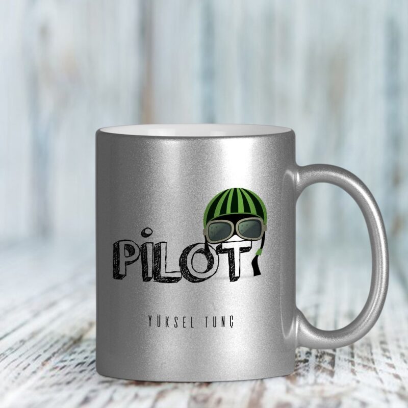 Kişiye Özel Mesleki Pilot Gümüş Yaldızlı Kupa Bardak