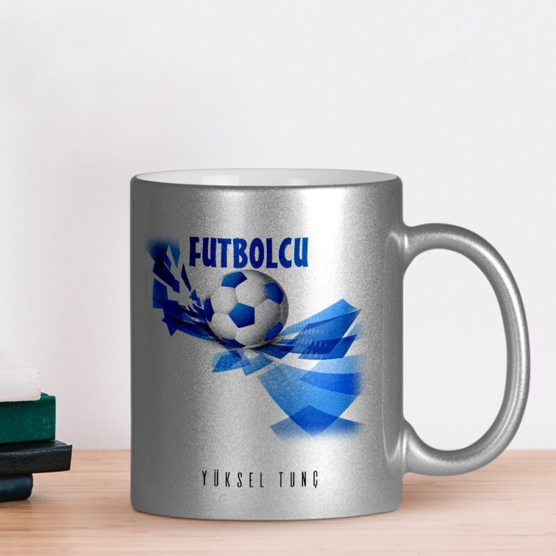 Kişiye Özel Mesleki Futbolcu Gümüş Yaldızlı Kupa Bardak - 1