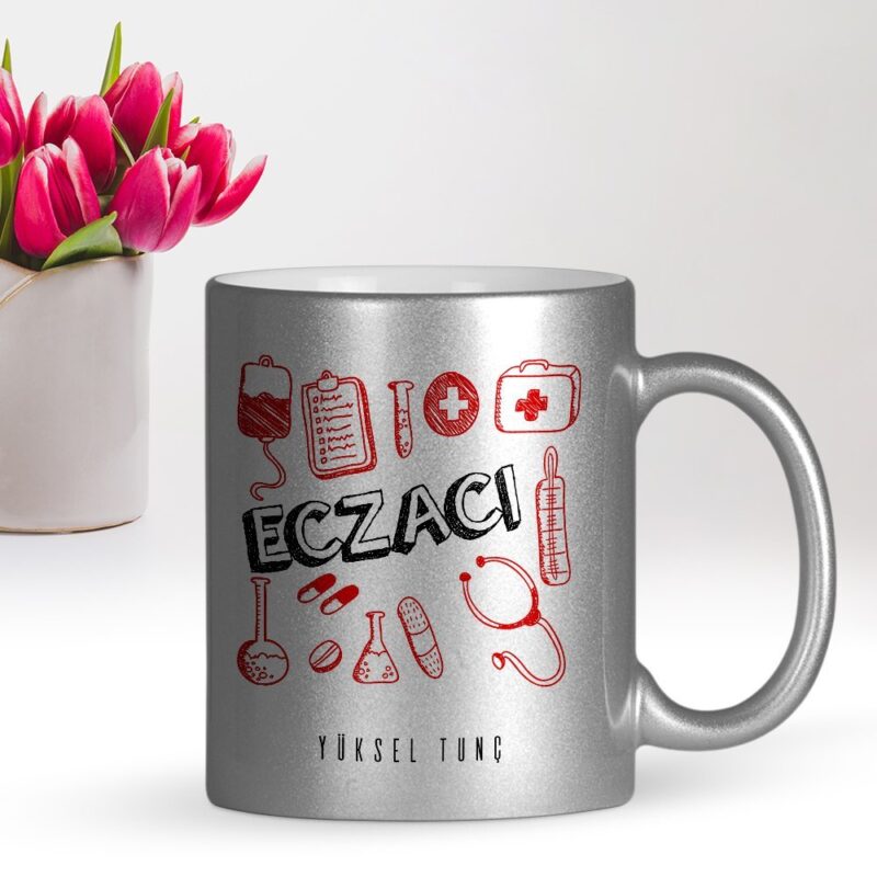 Kişiye Özel Mesleki Eczacı Gümüş Yaldızlı Kupa Bardak - 1