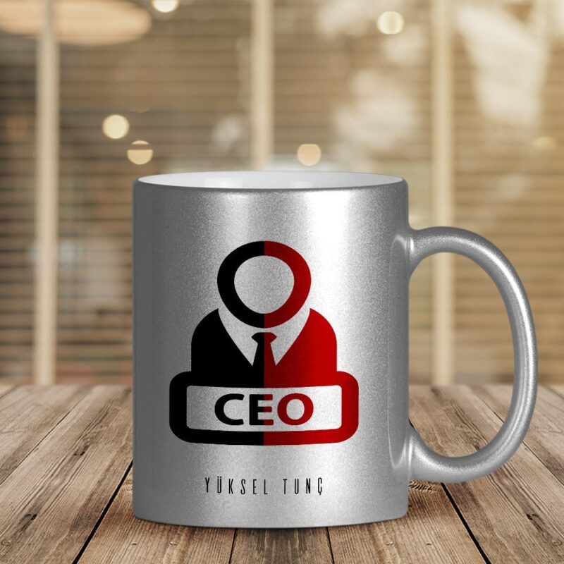 Kişiye Özel Mesleki CEO Gümüş Yaldızlı Kupa Bardak - 1