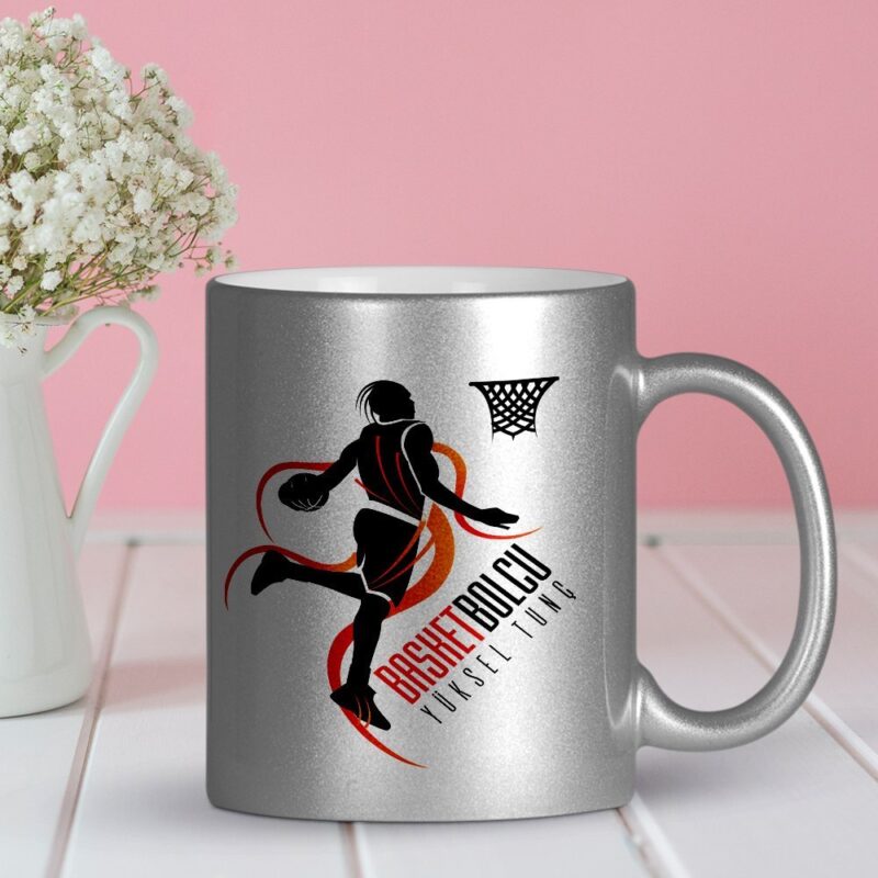 Kişiye Özel Mesleki Basketbolcu Gümüş Yaldızlı Kupa Bardak - 1