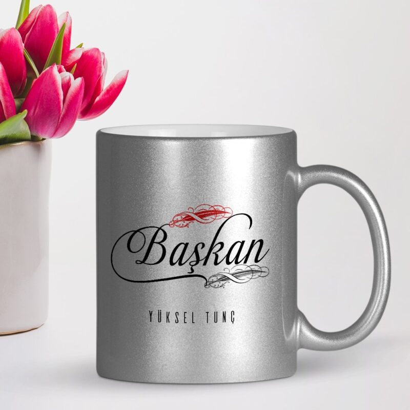 Kişiye Özel Mesleki Başkan Gümüş Yaldızlı Kupa Bardak - 1