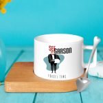 Kişiye Özel Mesleki Şef Garson Ahşap Altlıklı Seramik Fincan