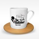 Kişiye Özel The Godfather Tasarımlı Ahşap Tabaklı Türk Kahvesi Fincanı - 1