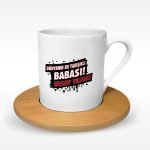 Kişiye Özel Dünyanın En Yakışıklı Babası Tasarımlı Ahşap Tabaklı Türk Kahvesi Fincanı - 2