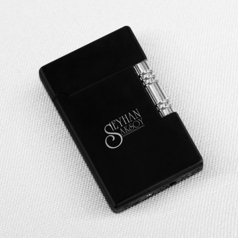 Kişiye Özel Siyah Metal Yandan Çarklı Çakmak