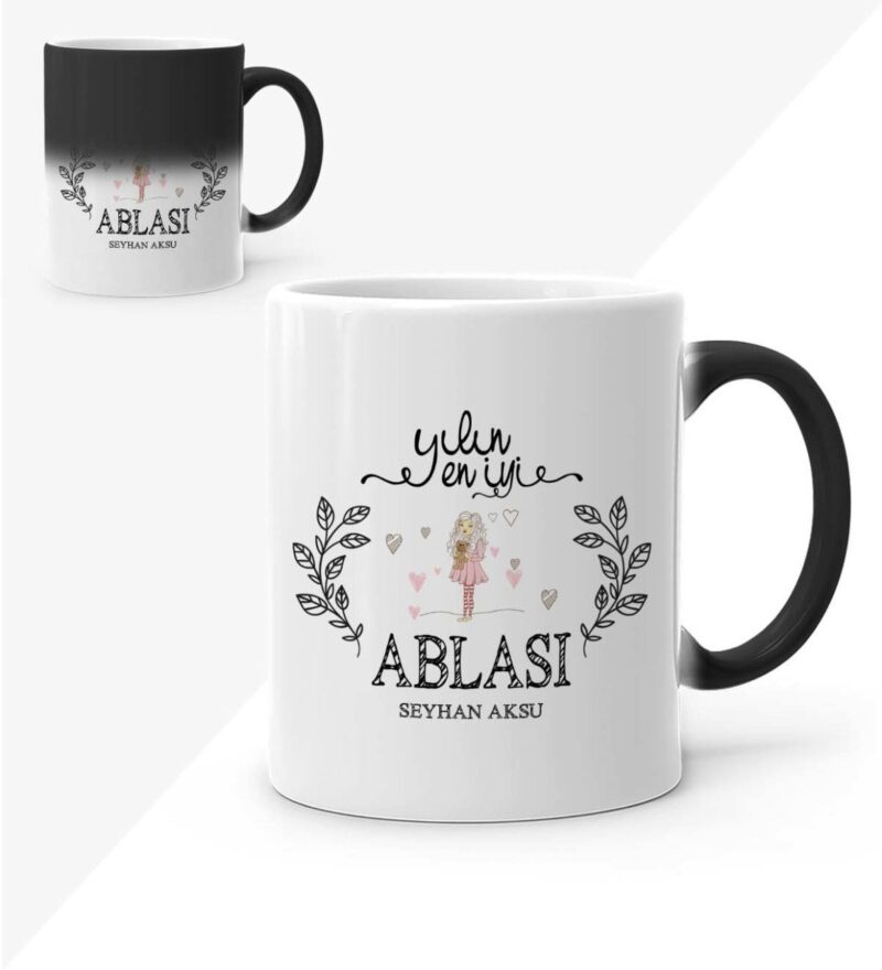 Kişiye Özel Yılın En İyi Ablası Sihirli Kupa Bardak - 2