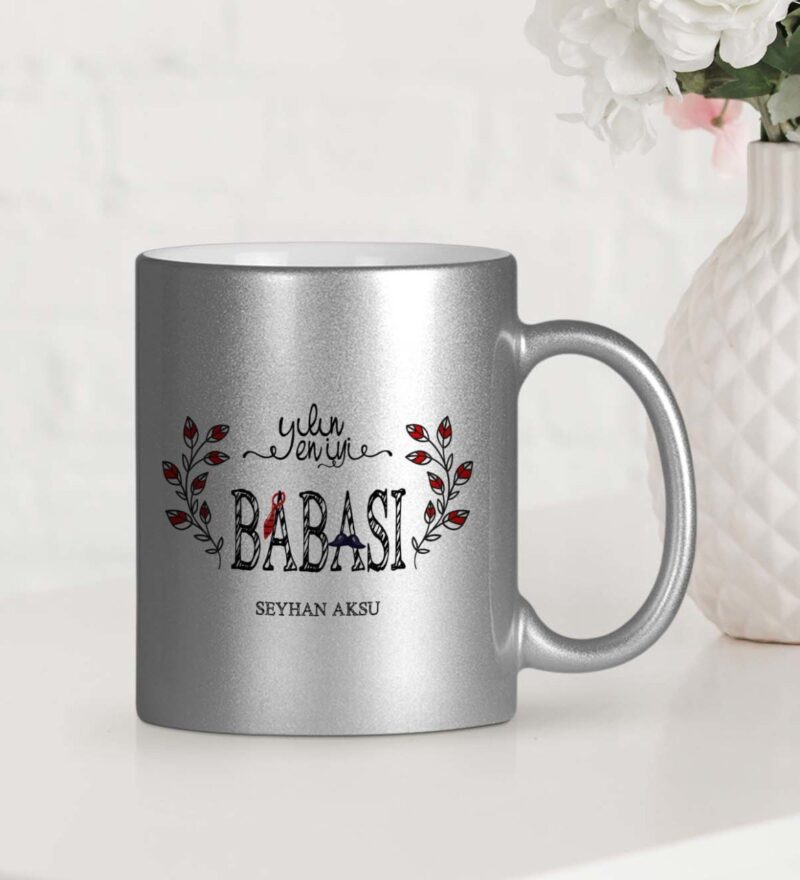 Kişiye Özel Yılın En İyi Babası Gümüş Yaldızlı Kupa Bardak - 3