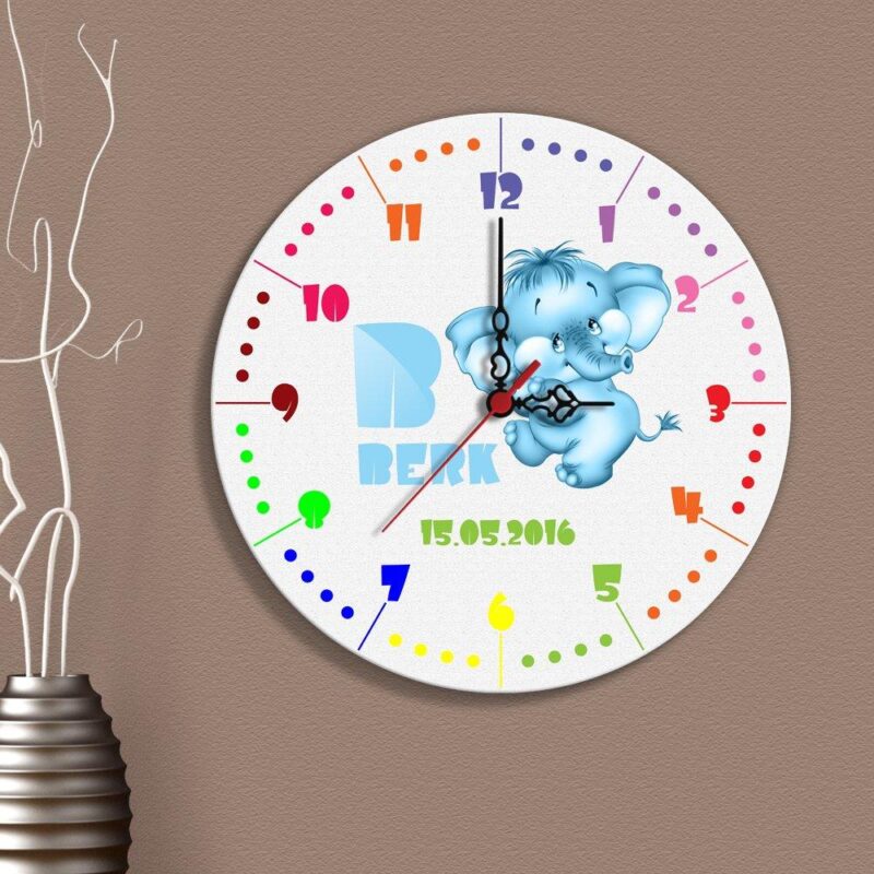 Kişiye Özel Erkek Çocuk Odası Ahşap Duvar Saati 28 Cm Kaliteli 5mm HDF Fotoblok Baskı