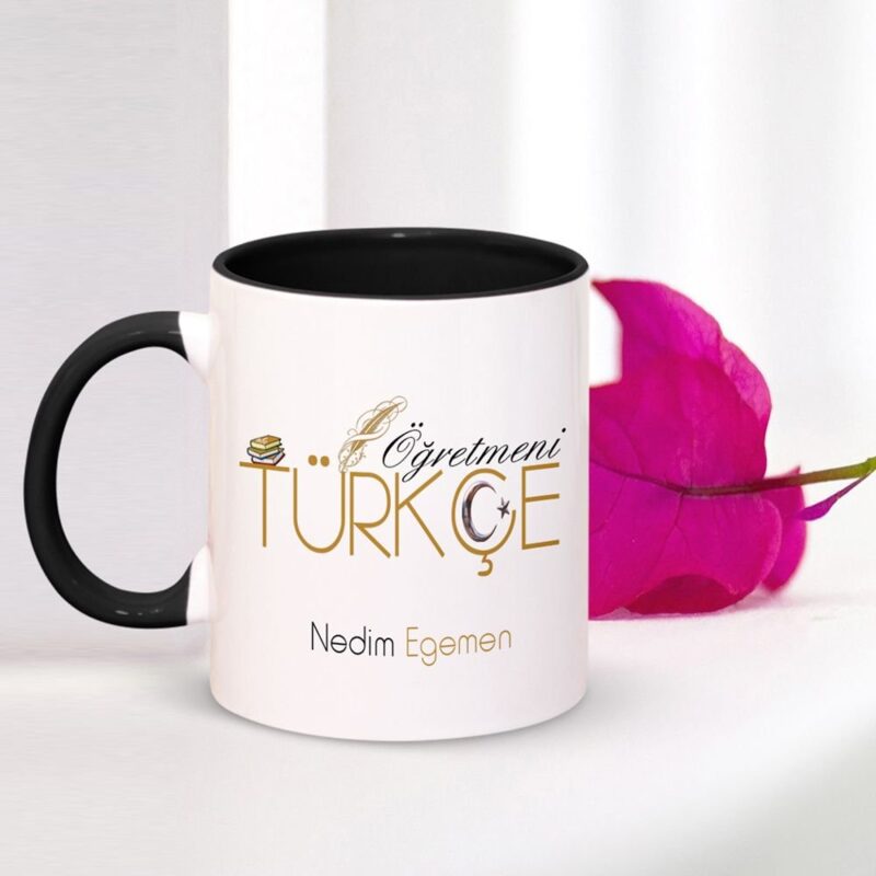 Kişiye Özel Mesleki Türkçe Öğretmeni Siyah Kupa Bardak