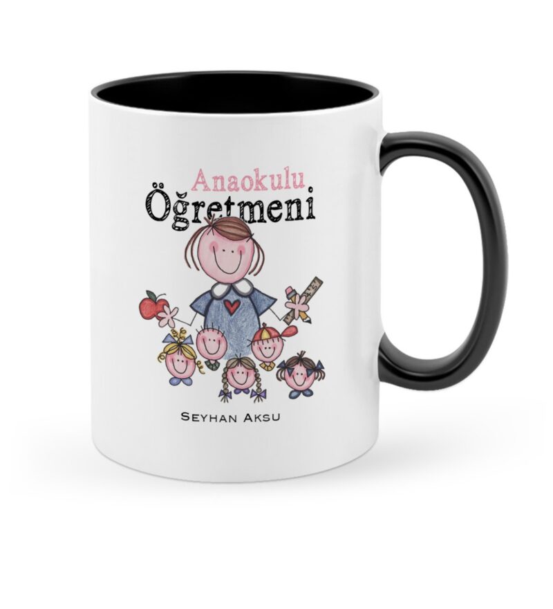 Kişiye Özel Anaokulu Öğretmeni Siyah Kupa Bardak - 2