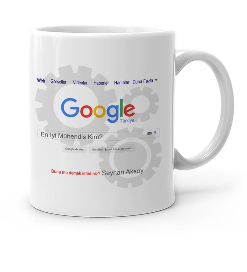 Kişiye Özel Google En İyi Mühendis Beyaz Kupa Bardak - 1