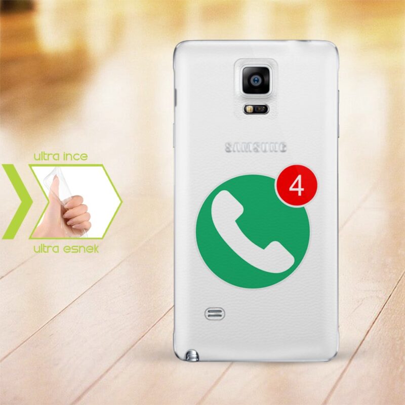 Kişiye Özel Samsung Galaxy Note 4 İnce Şeffaf Silikon Telefon Kapağı (Cevapsız Çağrı-2)