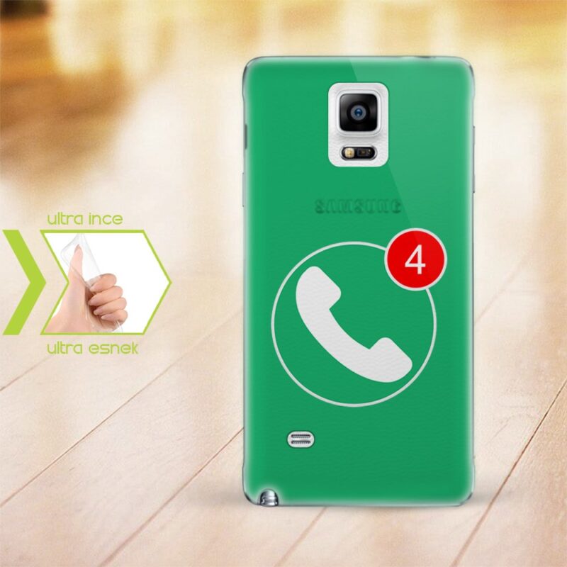 Kişiye Özel Samsung Galaxy Note 4 İnce Şeffaf Silikon Telefon Kapağı (Cevapsız Çağrı-1)