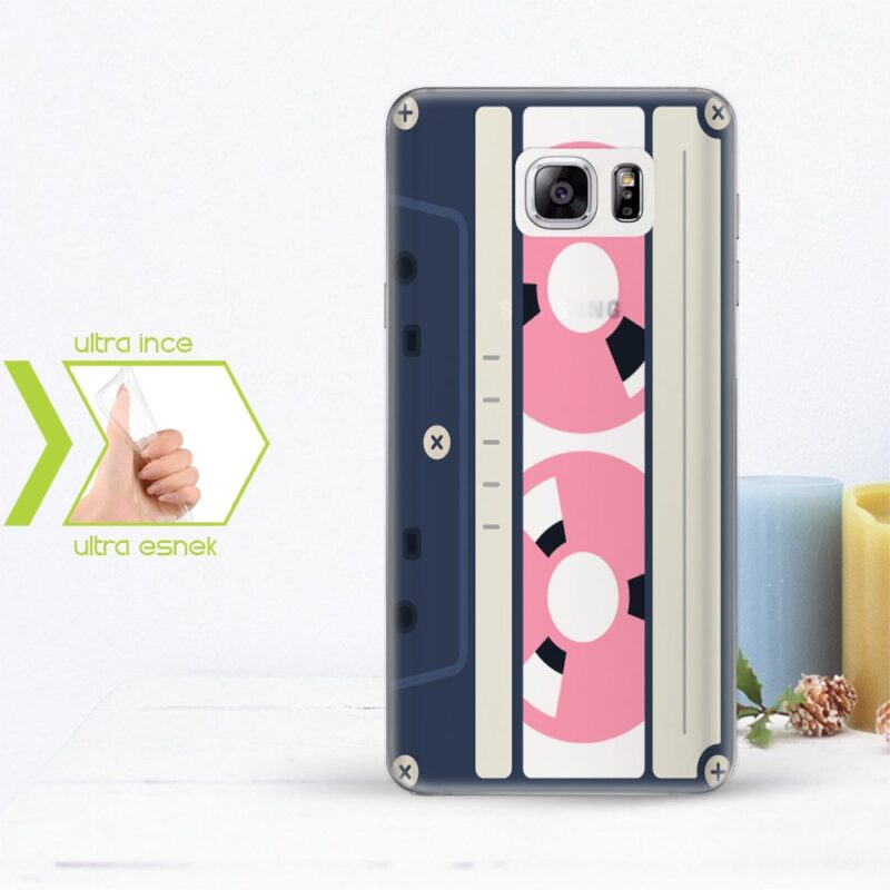 Kişiye Özel Samsung Galaxy Note 5 İnce Şeffaf Silikon Telefon Kapağı (Kaset Temalı-1)