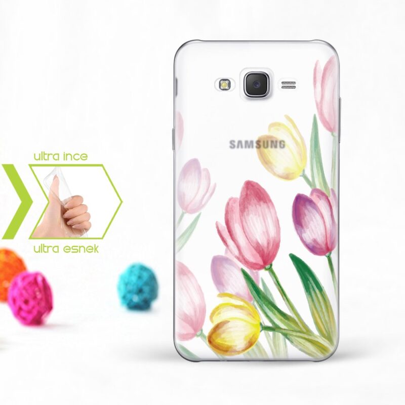 Kişiye Özel Samsung Galaxy J7 İnce Şeffaf Silikon Telefon Kapağı (Çiçek Temalı-16)