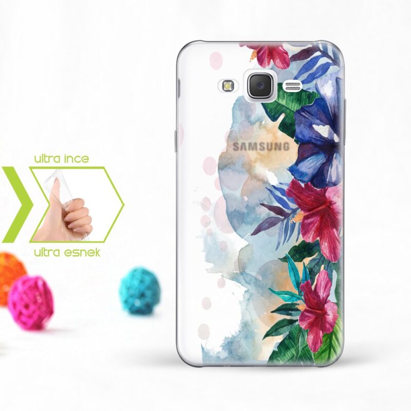 Kişiye Özel Samsung Galaxy J7 İnce Şeffaf Silikon Telefon Kapağı (Yaprak Temalı-12)