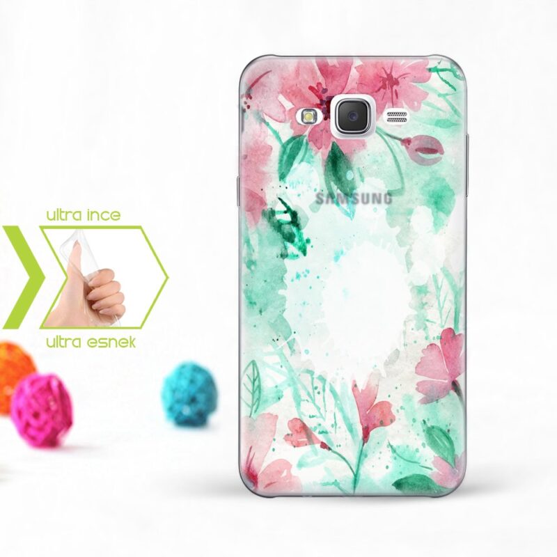 Kişiye Özel Samsung Galaxy J7 İnce Şeffaf Silikon Telefon Kapağı (Çiçek Temalı-6)