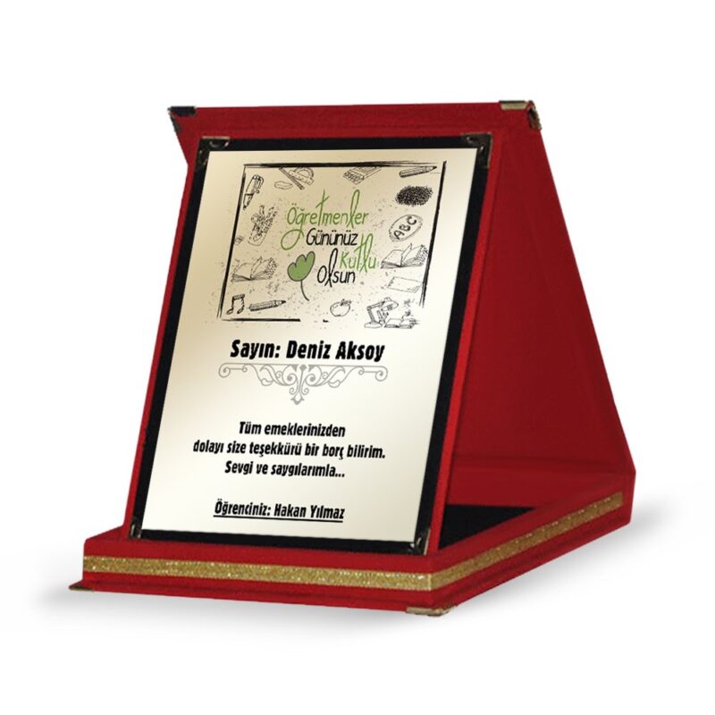 Kişiye Özel Kırmızı Plaket (Öğretmenler Günü Temalı-30)