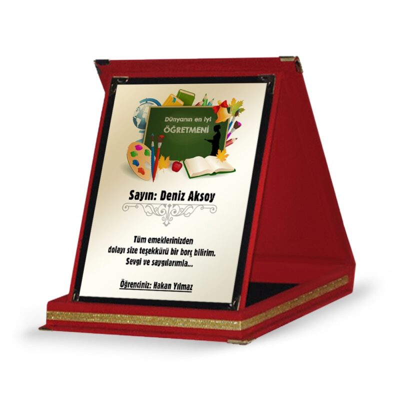 Kişiye Özel Kırmızı Plaket (Öğretmenler Günü Temalı-27)