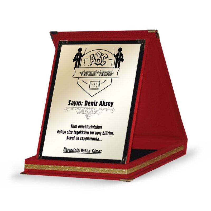 Kişiye Özel Kırmızı Plaket (Öğretmenler Günü Temalı-13)