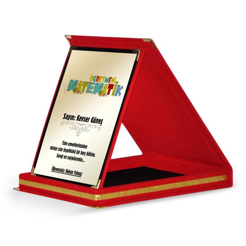 Kişiye Özel Matematik Öğretmeni Kırmızı Plaket - 2